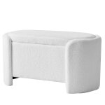Banc coffre avec rangement en bouclettes blanches