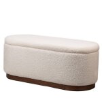 Banc coffre avec rangement en bouclettes blanches