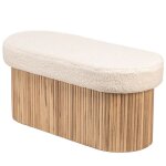 Banc coffre avec rangement en bouclettes blanches