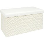 Banc coffre de rangement tressage mirage blanc