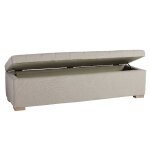 Banc coffre en tissu lin fintion beige - l140 cm