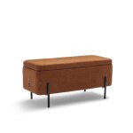 Banc coffre en tissu et mtal l100cm - rouille