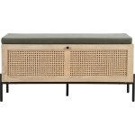 Banc d'entrée avec rangement en bois et cannage 100 cm Banc d'entrée avec rangement en bois et cannage 100 cm