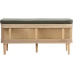 Banc d'entrée avec rangement en bois et cannage 100 cm Banc d'entrée avec rangement en bois et cannage 100 cm