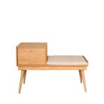 Banc d'entre avec rangement en tissu et bois l105cm - bois clair