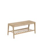 Banc int / ext en bois d'acacia et rsine tresse l100cm - bois clair
