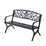 Banc de jardin terrasse en acier fonte noir 2 places Banc de jardin terrasse en acier fonte noir 2 places