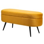 Banc en mtal et velours jaune moutarde