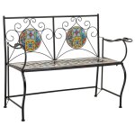 Banc en mosaque et fer forg noir 110x50x88h