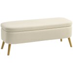 Banc de rangement capacit� 65 l pieds en bois polaire teddy beige
