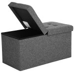 Banc de rangement 76 x 38 x 38 cm tissu faon lin gris fonc