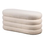 Banc avec rangement en bouclettes blanches