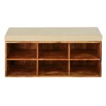 Banquette 6 casiers en manguier et coton beige fonc
