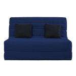 Banquette clic clac convertible 2 places tissu bleu indigo