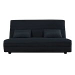 Banquette clic clac convertible 2 places tissu uni noir