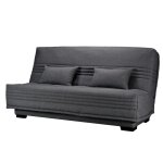 Banquette clic - clac, matelas 17 cm en tissu polyester gris fonc