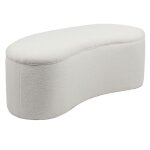 Banquette - coffre courbe beanie tissu bouclette blanc