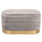 Banquette - coffre moderne matelasse avec base dore philae velours
