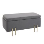 Banquette coffre de rangement velours gris fonc pitement mtal dor