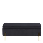 Banquette coffre en velours noir et mtal dor