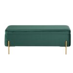 Banquette coffre en velours vert et mtal dor