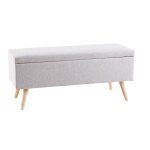 Banquette coffre vintage grise et bois d'hévéa Banquette coffre vintage grise et bois d'hévéa