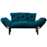 Banquette convertible 1557085 cm en microfibre bleu ptrole - tabi