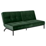 Banquette convertible 3 places 198 cm en velours vert fonc - manny