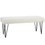 Banquette design pitement pingle mtal noir effet laine boucl crme