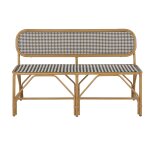 Banquette  dner de jardin professionnelle en aluminium imitation bois et rsine tresse multicolore ...