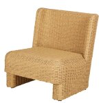 Banquette d'extrieur 1 place pour htel en rsine tresse recycle beige