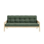 Banquette futon en pin massif kaki 130x190