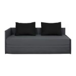 Banquette gigogne, 195 x 93 x 85, matelas dunlopillo, gris - noir