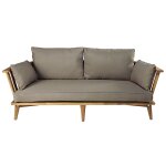 Banquette de jardin 2 / 3 places en acacia massif et coussins taupe