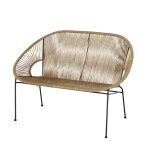 Banquette de jardin 2 places en r�sine recycl�e imitation rotin et m�tal noir