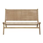 Banquette de jardin 2 places en rsine tresse imitation rotin et bois d'acacia massif