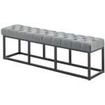Banquette avec pieds en métal assise en tissu gris foncé Banquette avec pieds en métal assise en tissu gris foncé