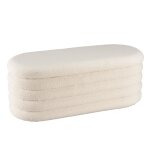Banquette en tissu bouclette écru avec rangement Banquette en tissu bouclette écru avec rangement