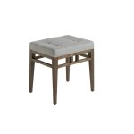 Banquette en tissu gris et effet bois noyer Banquette en tissu gris et effet bois noyer