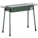 Barbecue à charbon portable - 2 grilles 2 paniers - acier émaillé vert Barbecue à charbon portable - 2 grilles 2 paniers - acier émaillé vert
