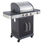 Barbecue au gaz 3 brûleurs et réchaud en acier et inox gris Barbecue au gaz 3 brûleurs et réchaud en acier et inox gris