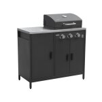 Barbecue gaz 3 brleurs sur pieds inox noir
