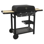 Barbecue au gaz sur chariot 3 brleurs en inox noir
