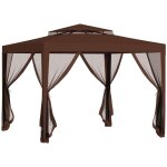 Barnum de jardin 3l x 3l m avec moustiquaires mtal polyester marron