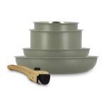 Batterie de cuisine 5 pices en acier inoxydable - tous feux