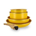 Batterie de cuisine 5 pièces en aluminium recyclé jaune Batterie de cuisine 5 pièces en aluminium recyclé jaune