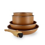 Batterie de cuisine 5 pices en aluminium recycl marron