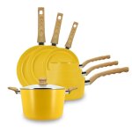Batterie de cuisine 7 pi�ces c�ramique jaune - tous feux