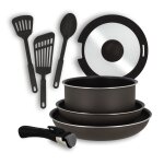 Batterie de cuisine 8 pièces en aluminium noir - tous feux Batterie de cuisine 8 pièces en aluminium noir - tous feux