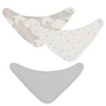 Bavoirs bandanas en coton biologique bleu, blanc et beige (x3)